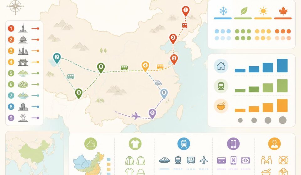 découvrez notre itinéraire de 3 semaines en chine, conçu pour explorer les sites incontournables sans perdre de temps. parfait pour un circuit bien organisé alliant culture, histoire et paysages.