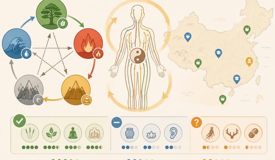 découvrez les principes de la médecine traditionnelle chinoise, les 5 éléments, le concept de qi, et explorez ce que les recherches scientifiques actuelles révèlent véritablement sur ces pratiques ancestrales.