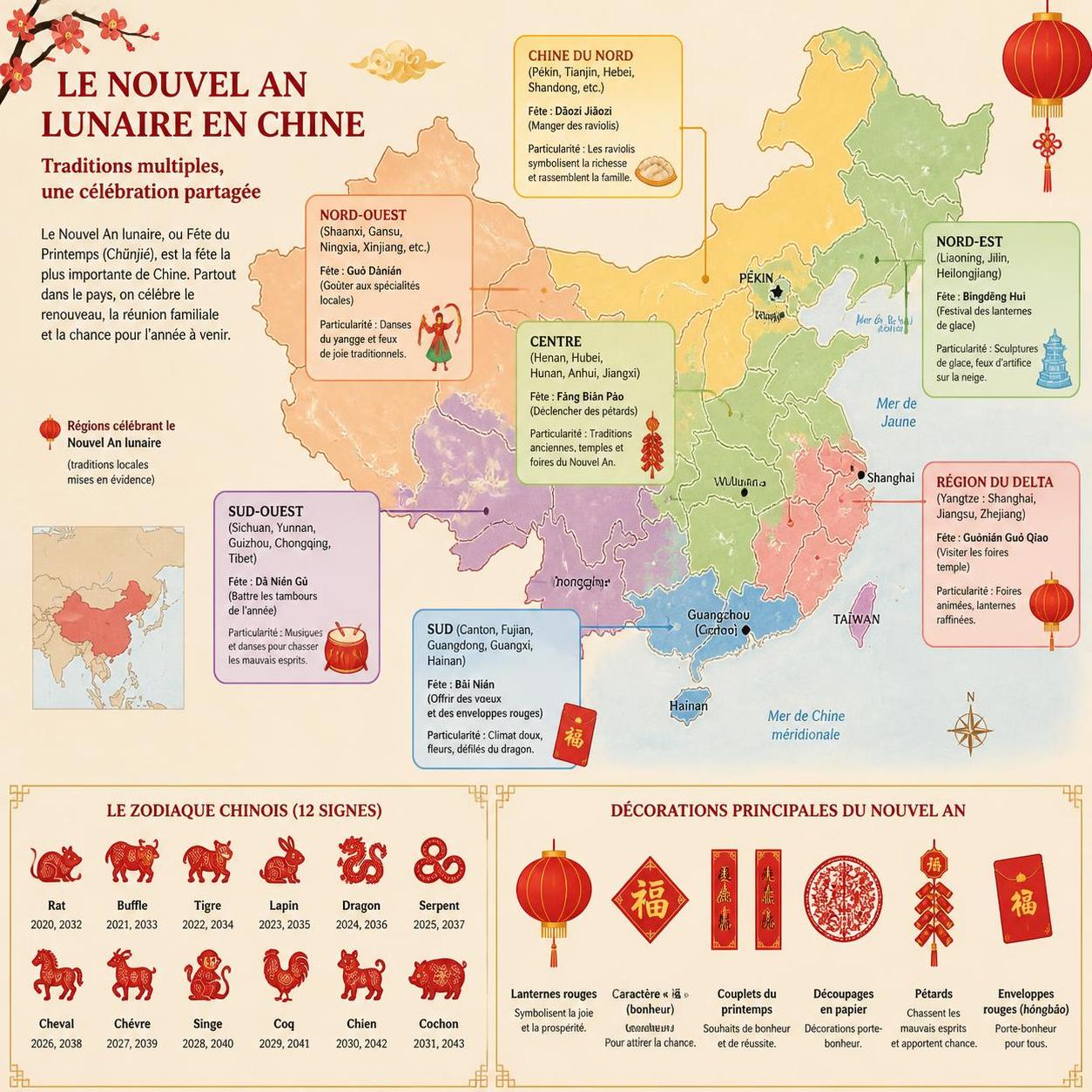 découvrez les traditions du nouvel an chinois, les plats typiques à déguster et les interdictions à respecter durant les 15 jours de célébration pour bien commencer l'année.