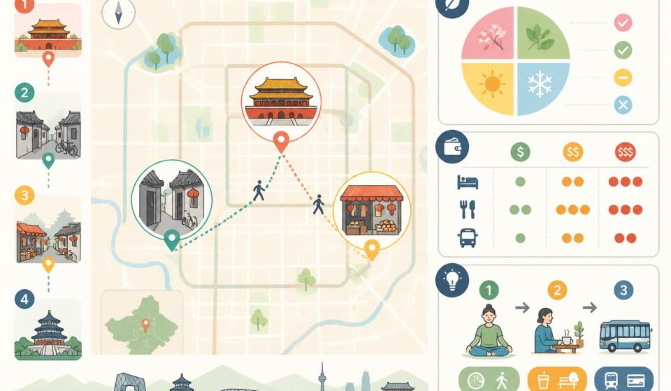 découvrez pékin en 4 jours à un rythme tranquille : explorez la cité interdite, flânez dans les hutongs authentiques et savourez les délices du marché de wangfujing sans stress.