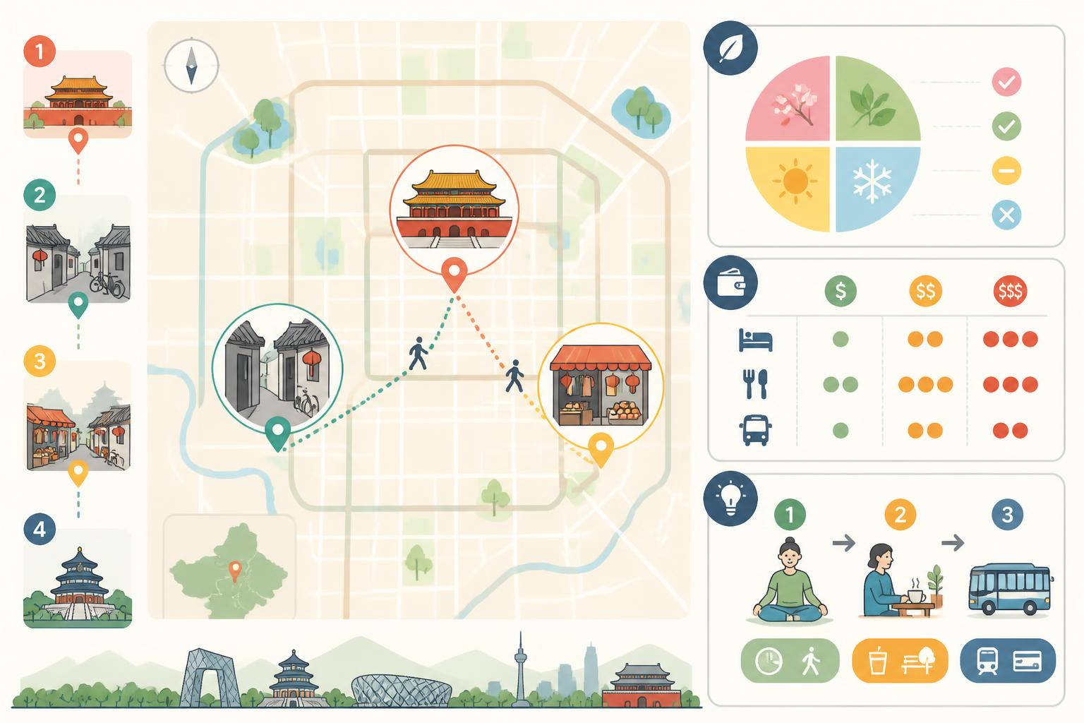 découvrez pékin en 4 jours à un rythme tranquille : explorez la cité interdite, flânez dans les hutongs authentiques et savourez les délices du marché de wangfujing sans stress.