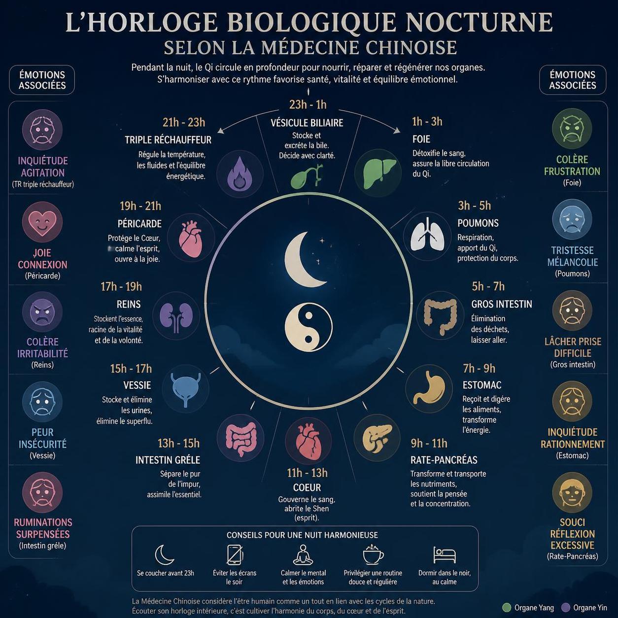 découvrez ce que la médecine chinoise révèle sur votre horloge intérieure lorsqu'on se réveille à 2h ou 3h du matin, pour mieux comprendre et harmoniser votre rythme biologique.