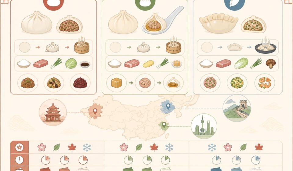 découvrez les différences entre baozi, xiaolongbao et jiaozi, les raviolis et brioches vapeur chinois, ainsi que des recettes de base pour les préparer chez vous.