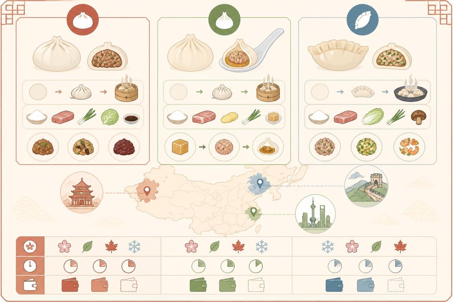 découvrez les différences entre baozi, xiaolongbao et jiaozi, les raviolis et brioches vapeur chinois, ainsi que des recettes de base pour les préparer chez vous.