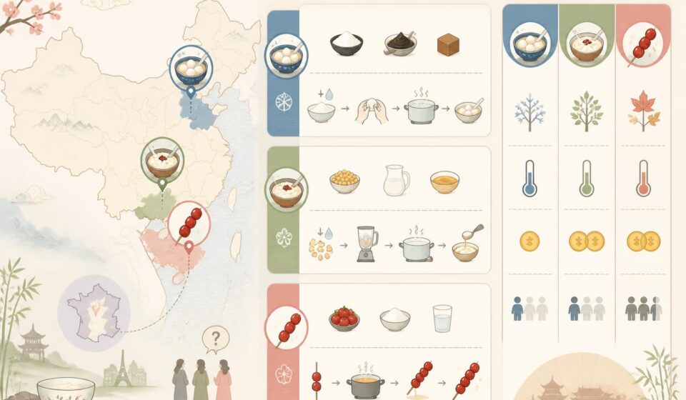 découvrez les desserts chinois authentiques comme le tang yuan, doufu hua et bingtang hulu, des douceurs uniques rarement disponibles en france.