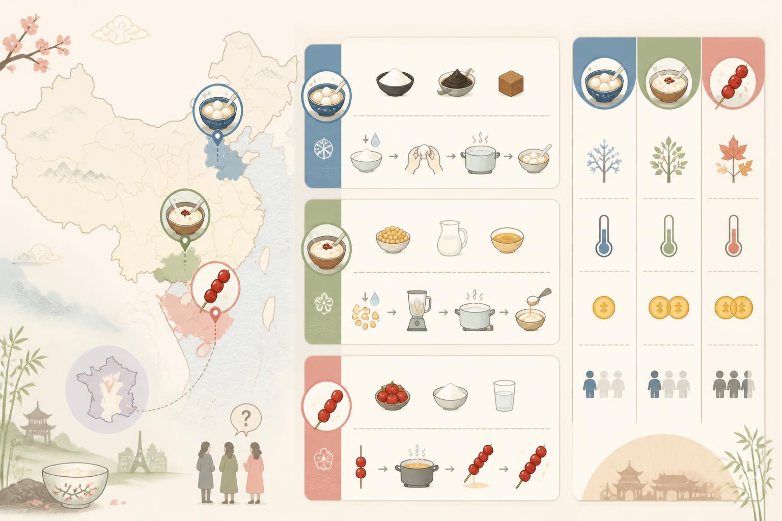 découvrez les desserts chinois authentiques comme le tang yuan, doufu hua et bingtang hulu, des douceurs uniques rarement disponibles en france.
