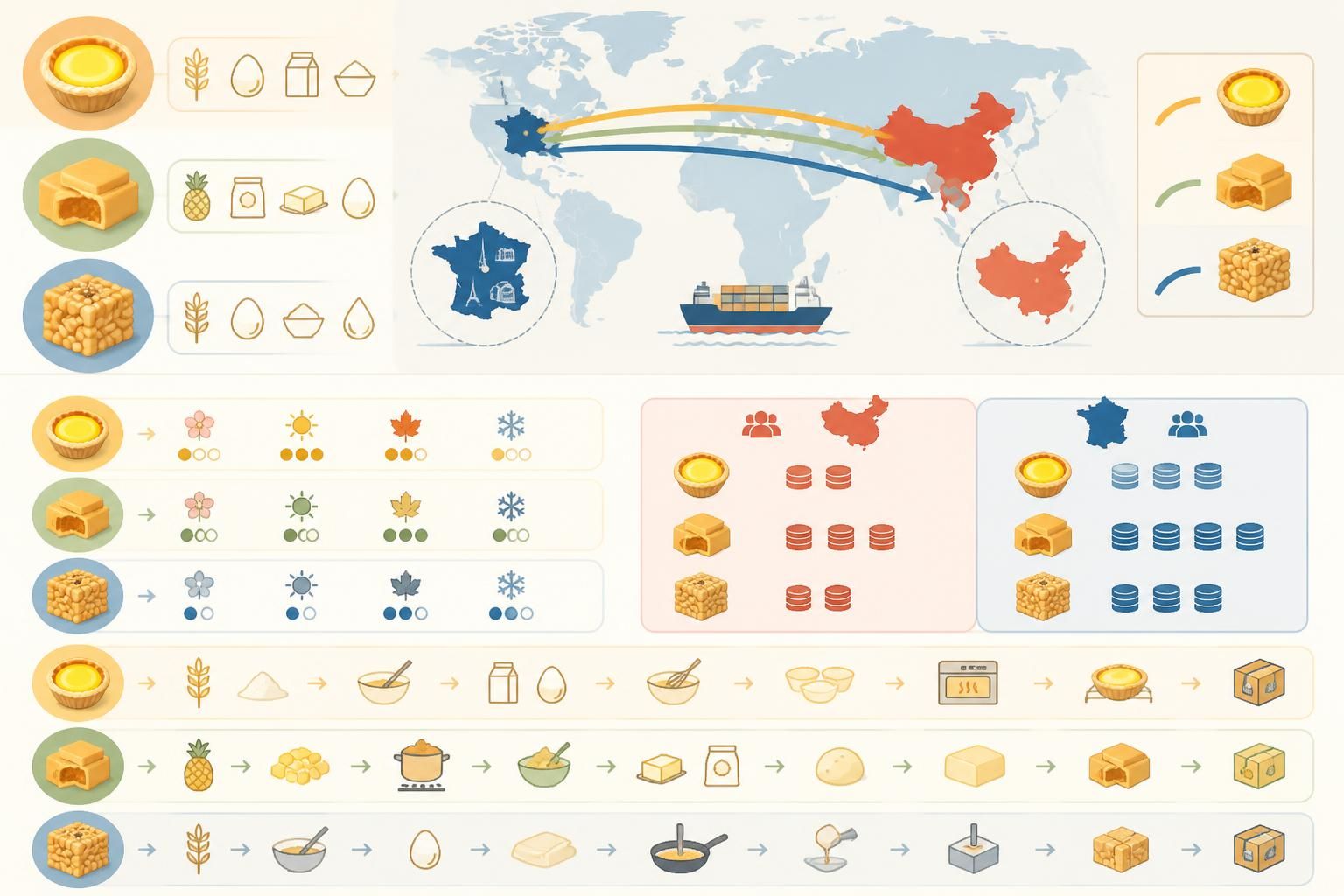 découvrez les pâtisseries chinoises du quotidien, comme l'egg tart, le cake à l'ananas et le sachima, qui gagnent en popularité et s'exportent désormais en france.
