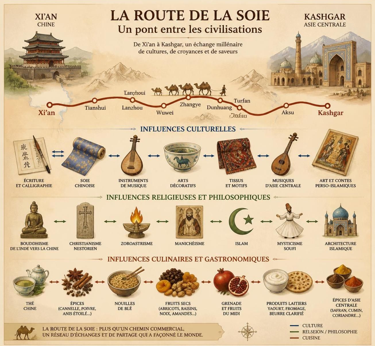 découvrez la route de la soie moderne en train, de xi'an à kashgar, et explorez les étapes clés de ce voyage unique alliant histoire et paysages exceptionnels.
