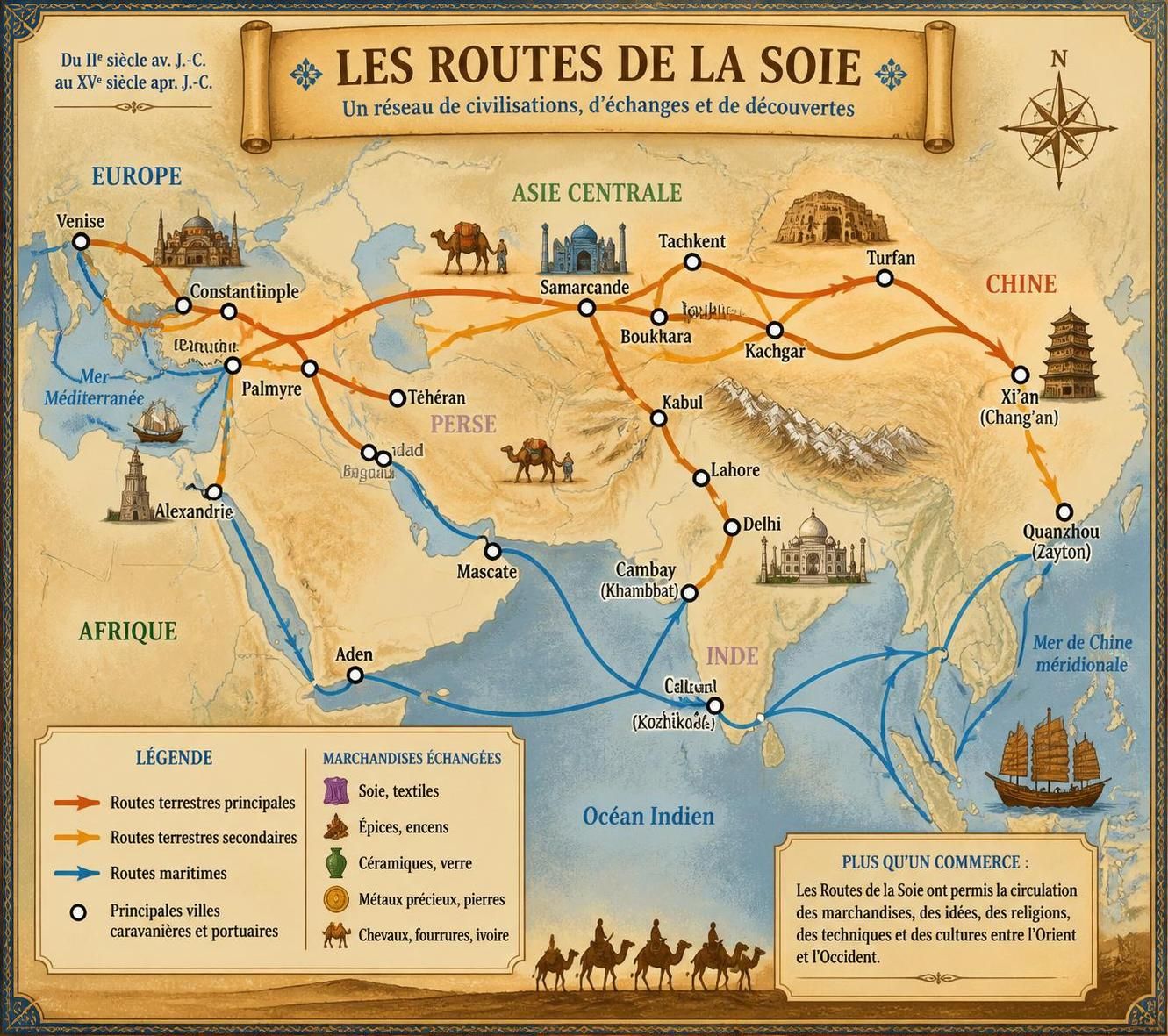 découvrez comment la route de la soie était bien plus qu'une simple voie commerciale, devenant un véritable boulevard de civilisations où échanges culturels, innovations et rencontres ont façonné l'histoire.