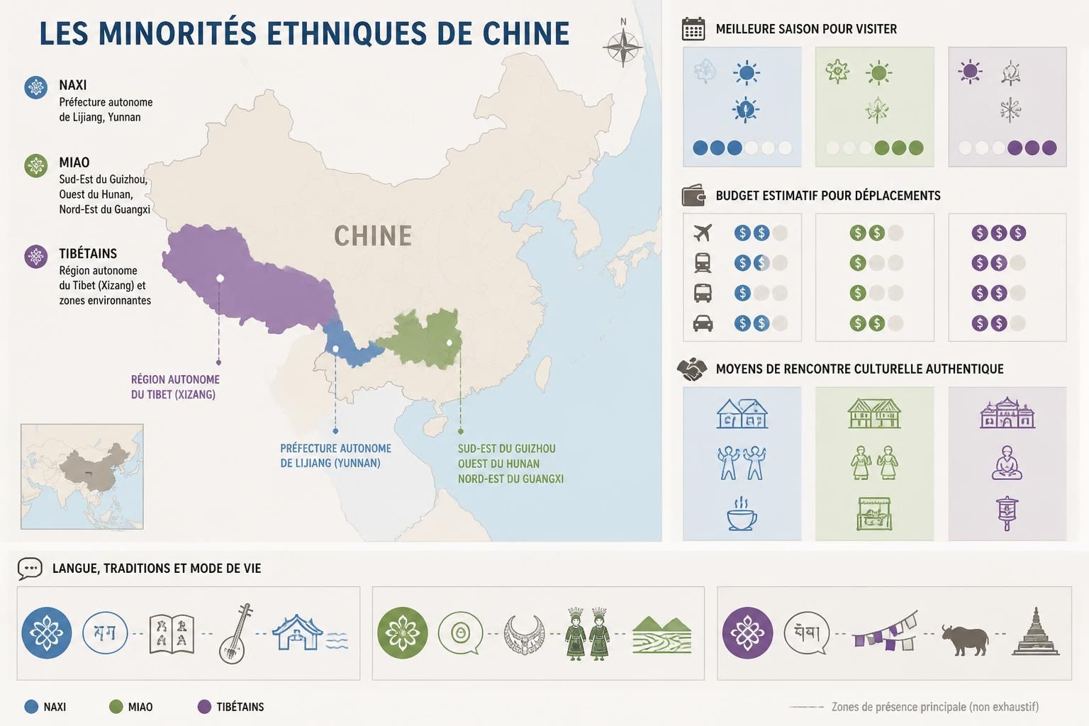 découvrez les minorités ethniques de chine telles que les naxi, miao et tibétains : leur identité, culture unique et les lieux authentiques où les rencontrer.