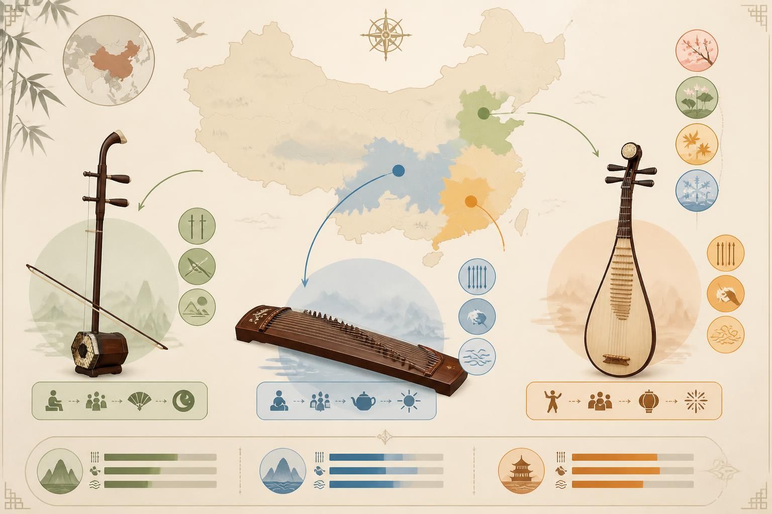 découvrez la richesse de la musique traditionnelle chinoise à travers l'erhu, le guzheng et le pipa, trois instruments emblématiques qui vous plongent au cœur de l'âme de la chine.