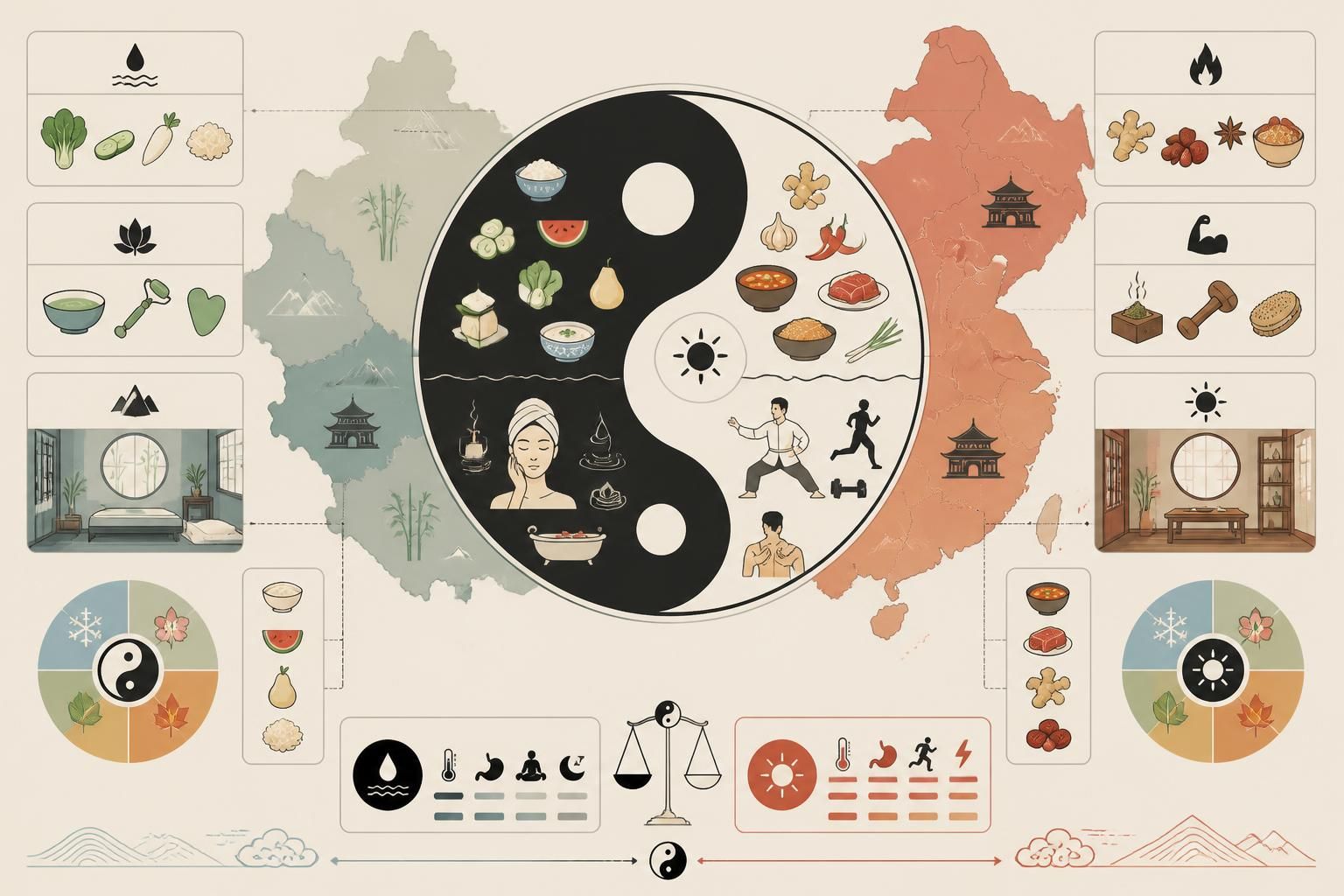 découvrez comment le principe du yin et yang influence l'alimentation, le soin du corps et l'aménagement de l'espace selon la tradition chinoise, pour un équilibre harmonieux au quotidien.