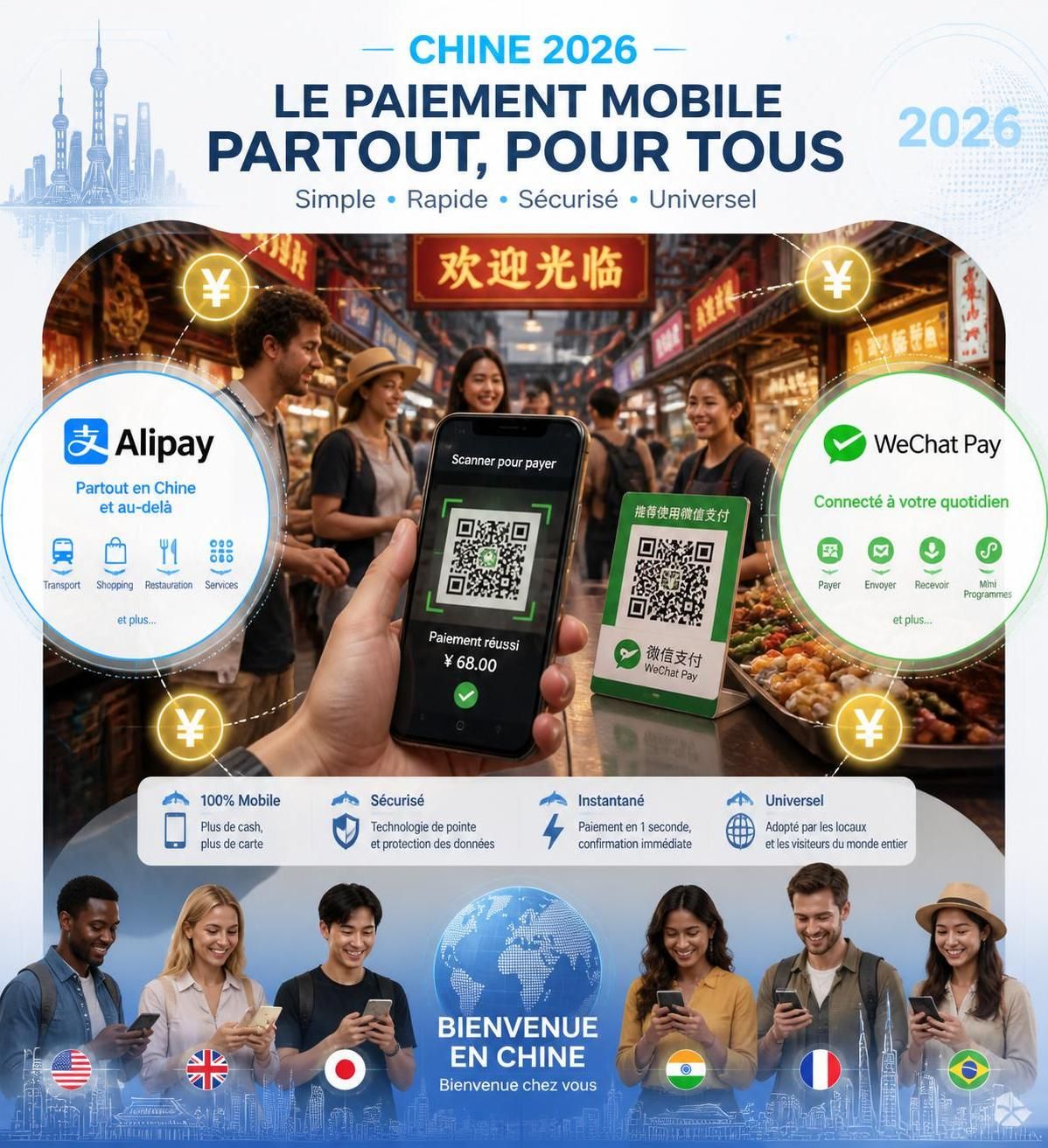 découvrez tout ce qu'il faut savoir sur le paiement en chine en 2026 avec yuan, wechat pay et alipay. le guide complet pour les voyageurs étrangers pour faciliter vos transactions.