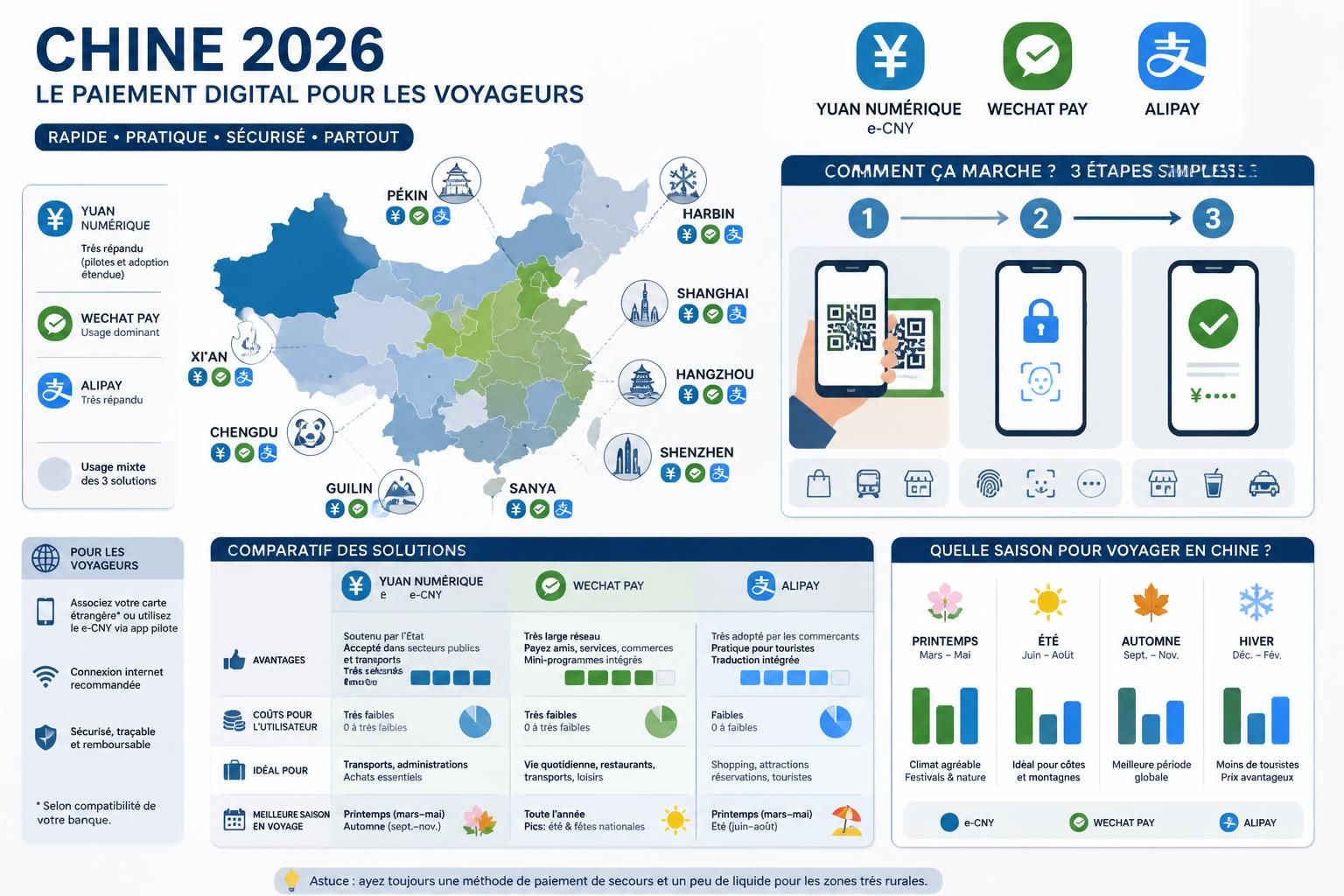 découvrez comment utiliser le yuan, wechat pay et alipay pour vos paiements en chine en 2026 grâce à notre guide complet destiné aux voyageurs étrangers.