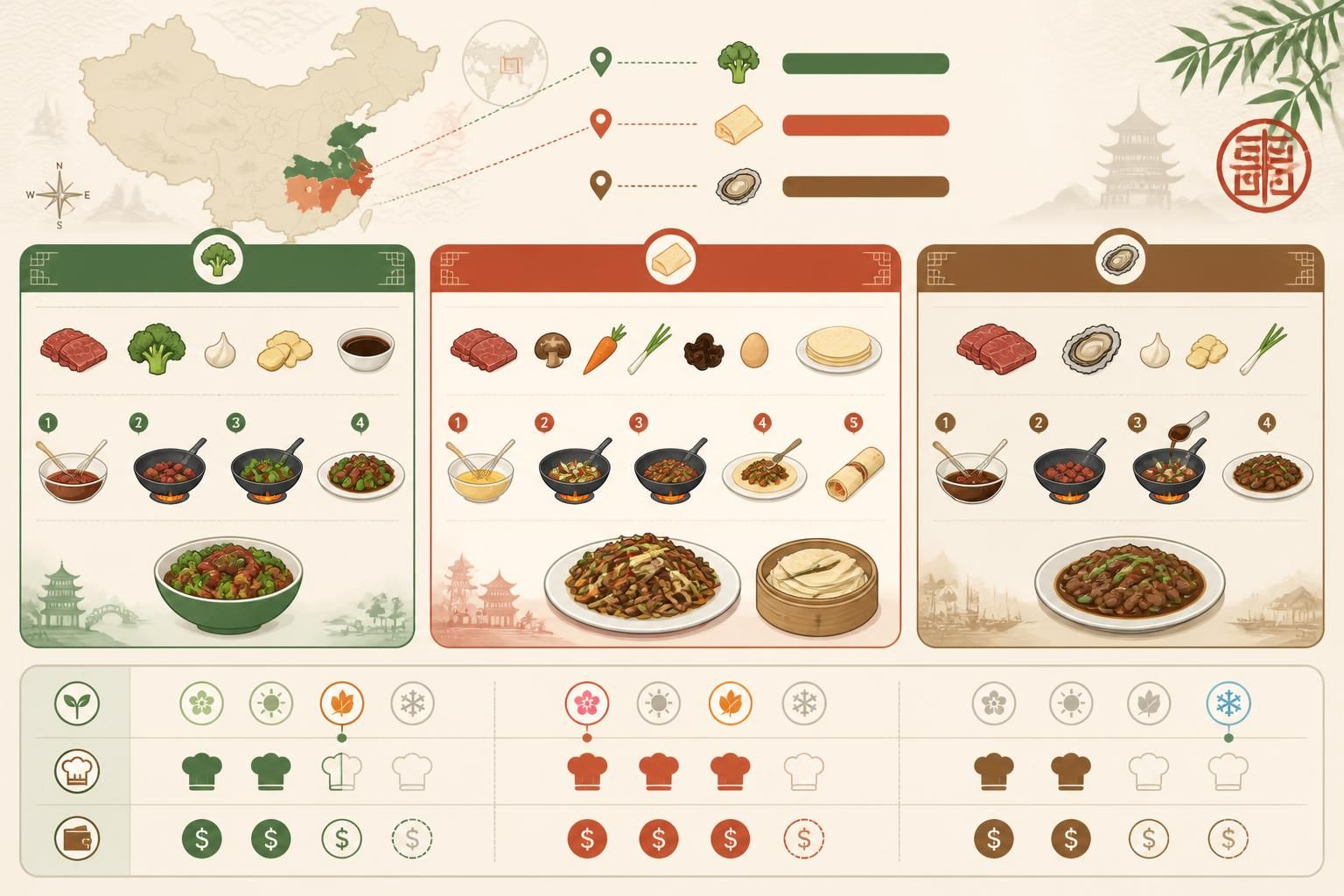 découvrez trois recettes incontournables de bœuf en cuisine chinoise : bœuf broccoli, moo shu et sauce huître, pour maîtriser des saveurs authentiques et savoureuses.