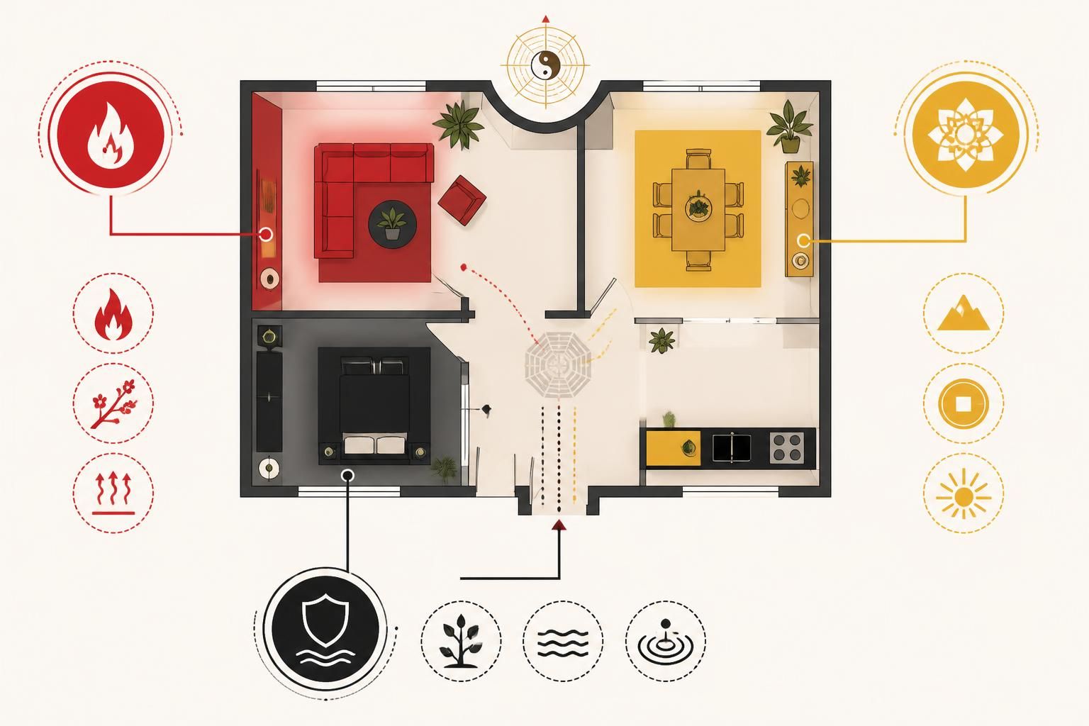 découvrez comment le rouge, le noir et le jaune impérial influencent l'énergie et l'harmonie selon le feng shui pour sublimer votre espace intérieur.