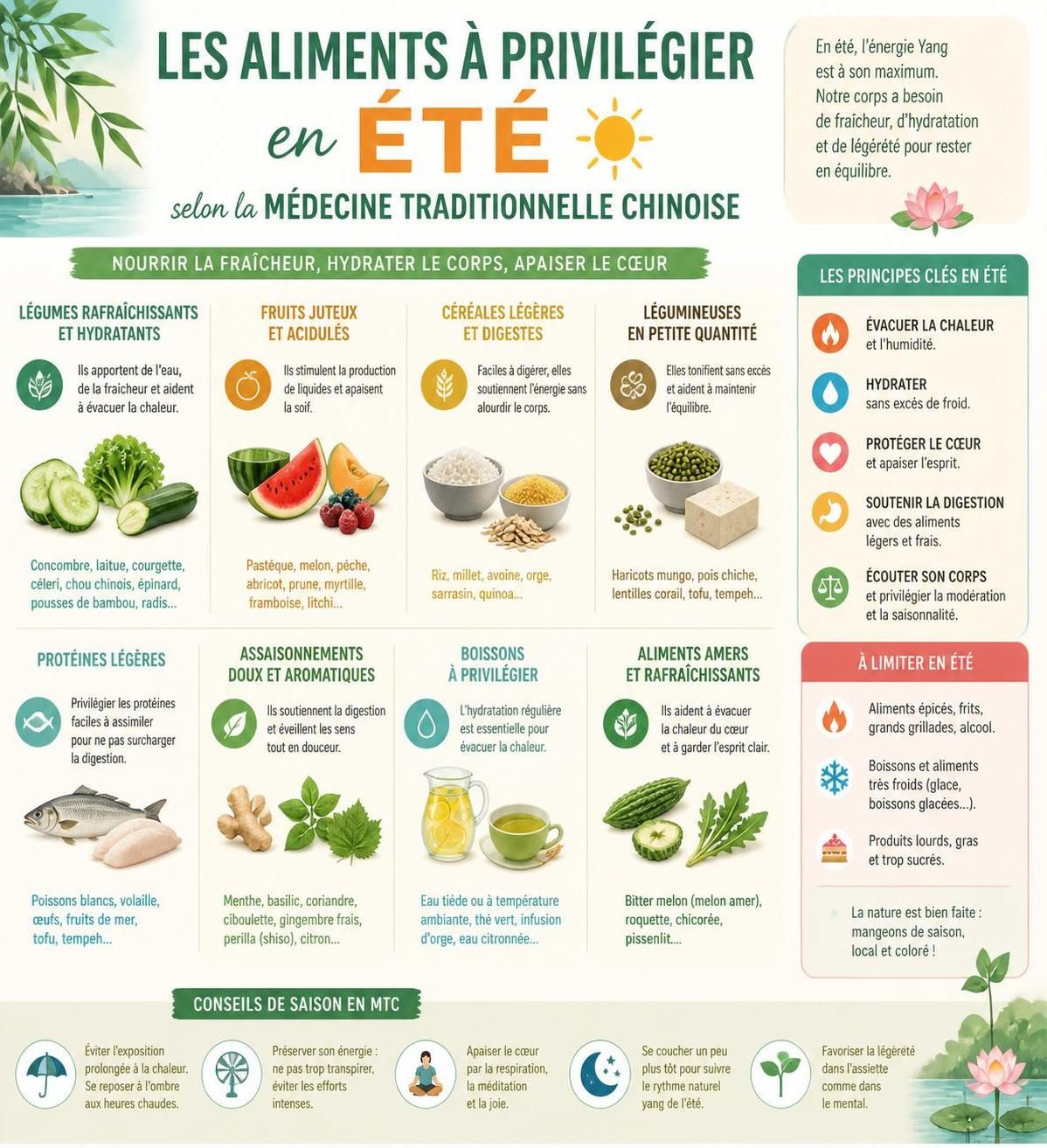 découvrez comment adapter votre routine alimentaire et corporelle en été selon la médecine traditionnelle chinoise pour maintenir une santé optimale tout au long de la saison chaude.