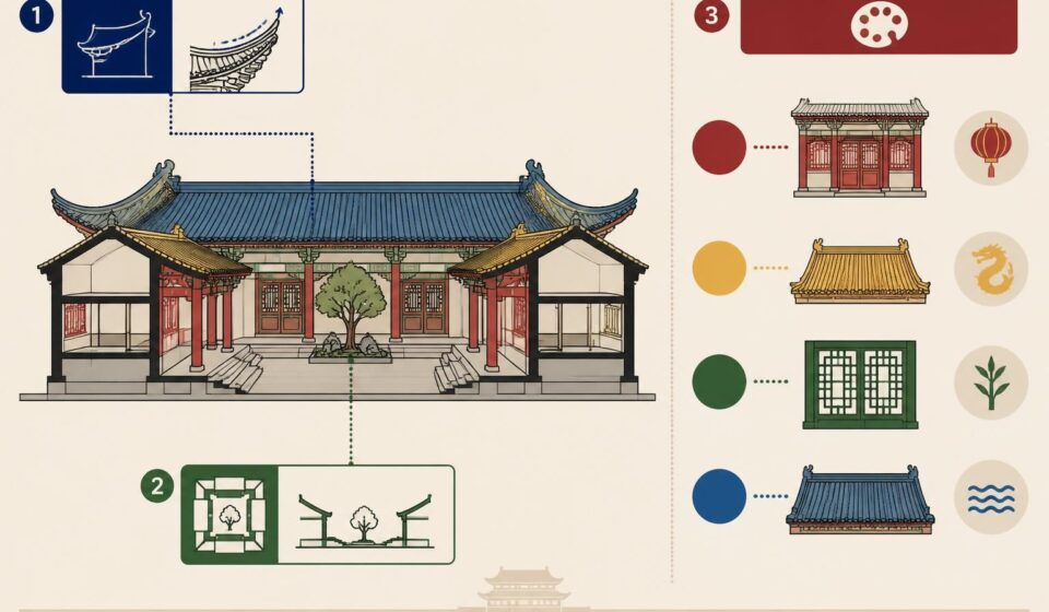 découvrez l'architecture traditionnelle chinoise à travers ses toits retroussés, ses cours intérieures typiques et la symbolique profonde des couleurs utilisées.