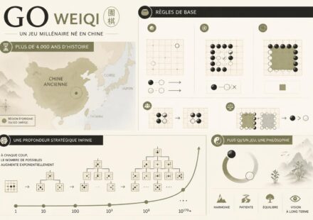 Le jeu de go (weiqi) : né en Chine il y a 4 000 ans — règles de base et profondeur stratégique découvrez l'histoire millénaire du jeu de go (weiqi), né en chine il y a 4 000 ans, ses règles de base simples et sa richesse stratégique fascinante.
