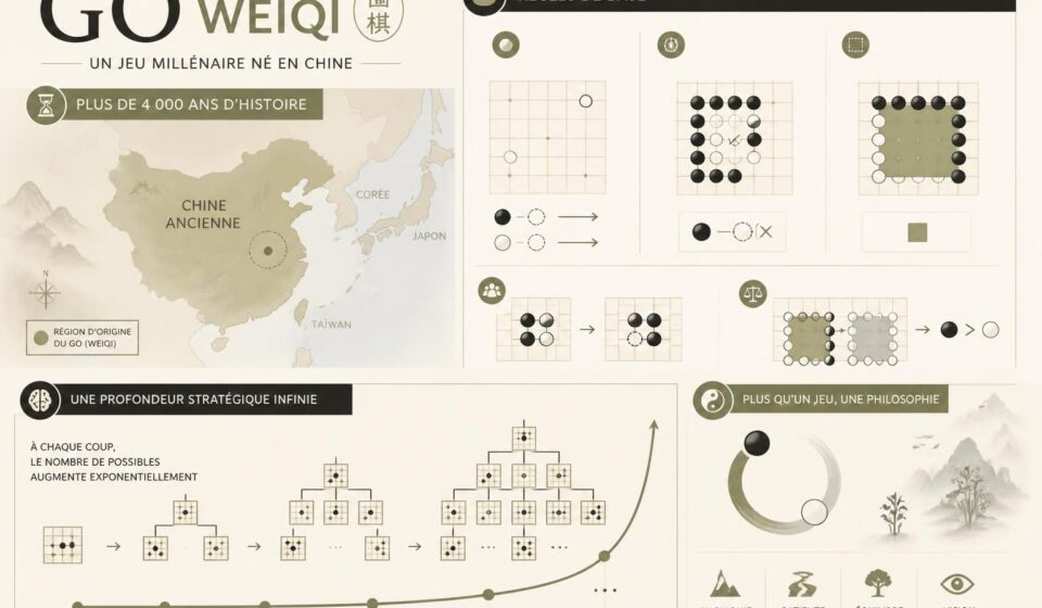 découvrez l'histoire millénaire du jeu de go (weiqi), né en chine il y a 4 000 ans, ses règles de base simples et sa richesse stratégique fascinante.