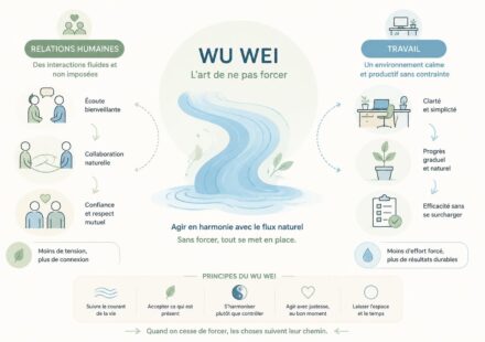 Le wu wei : l’art de ne pas forcer — comment ce principe taoïste s’applique au travail et aux relations découvrez le wu wei, l'art taoïste de l'action sans effort, et comment ce principe peut transformer votre approche du travail et de vos relations pour plus de fluidité et d'harmonie.