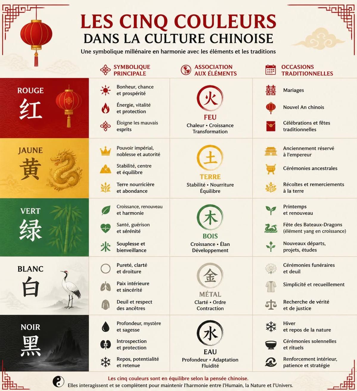 découvrez le symbolisme des couleurs en chine : le rouge porte-bonheur, le blanc associé au deuil, le vert source de désaccord, et explorez ce code culturel essentiel.