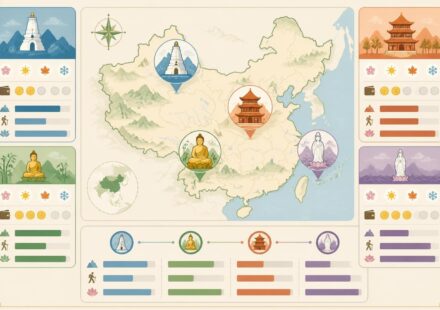découvrez les quatre montagnes sacrées du bouddhisme chinois : wutai, emei, jiuhua et putuo, lieux emblématiques de spiritualité, de pèlerinage et de culture.