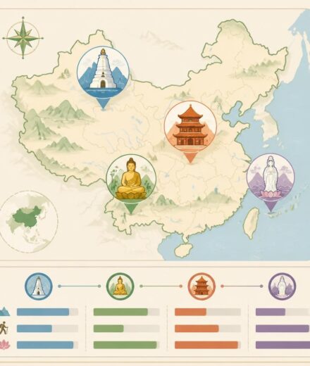 découvrez les quatre montagnes sacrées du bouddhisme chinois : wutai, emei, jiuhua et putuo, lieux emblématiques de spiritualité, de pèlerinage et de culture.