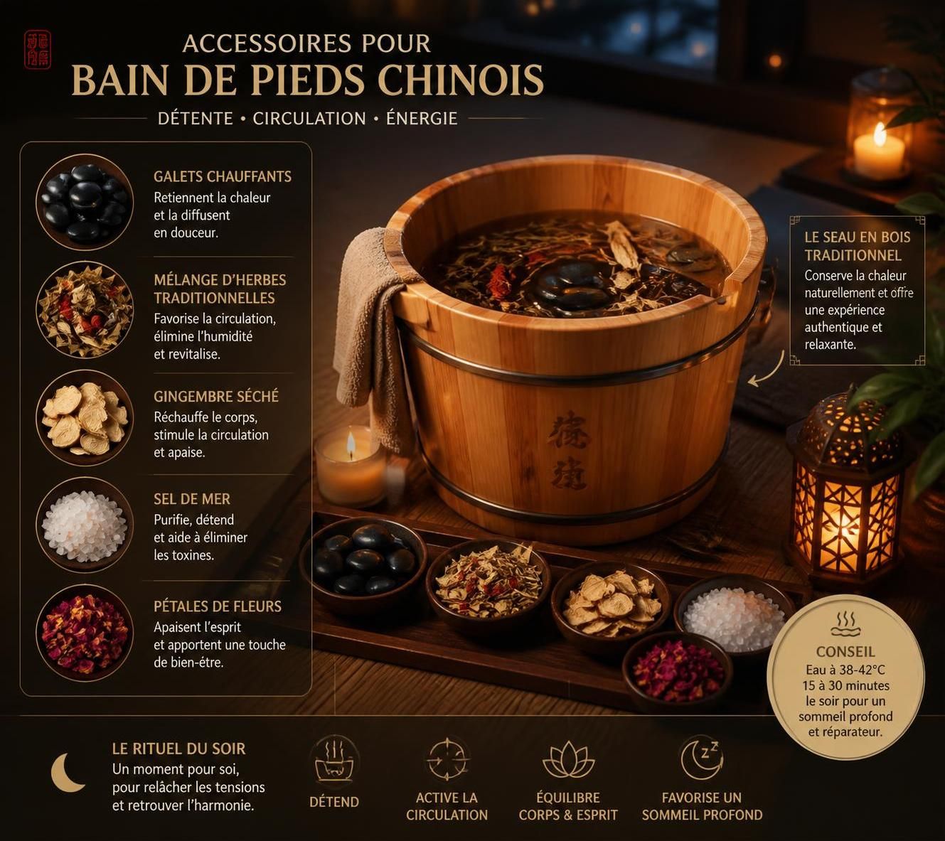 découvrez les bienfaits des routines du soir à la chinoise : bain de pieds relaxant, thé aux dattes rouges revitalisant et coucher précoce pour un sommeil réparateur.