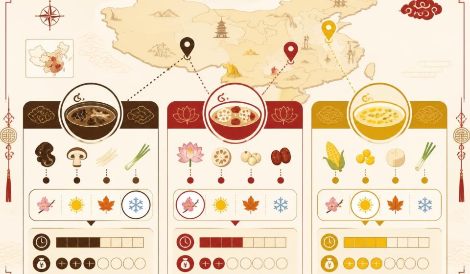 découvrez nos recettes de base pour les soupes chinoises authentiques : bouillon aux champignons noirs, soupe de lotus et velouté de maïs, faciles à préparer et savoureuses.