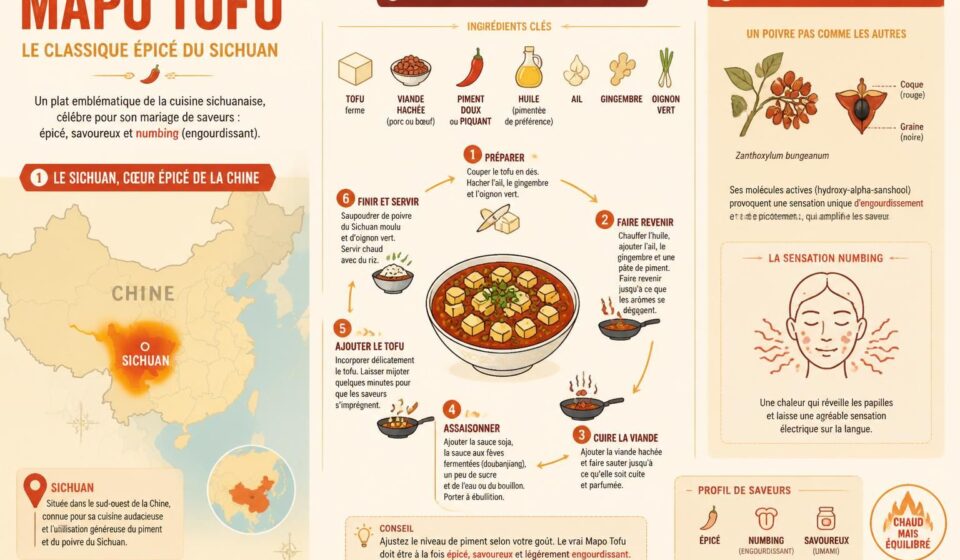 découvrez la recette authentique du mapo tofu, le plat sichuanais le plus clivant, et le secret du poivre de sichuan qui engourdit les papilles pour une expérience unique.