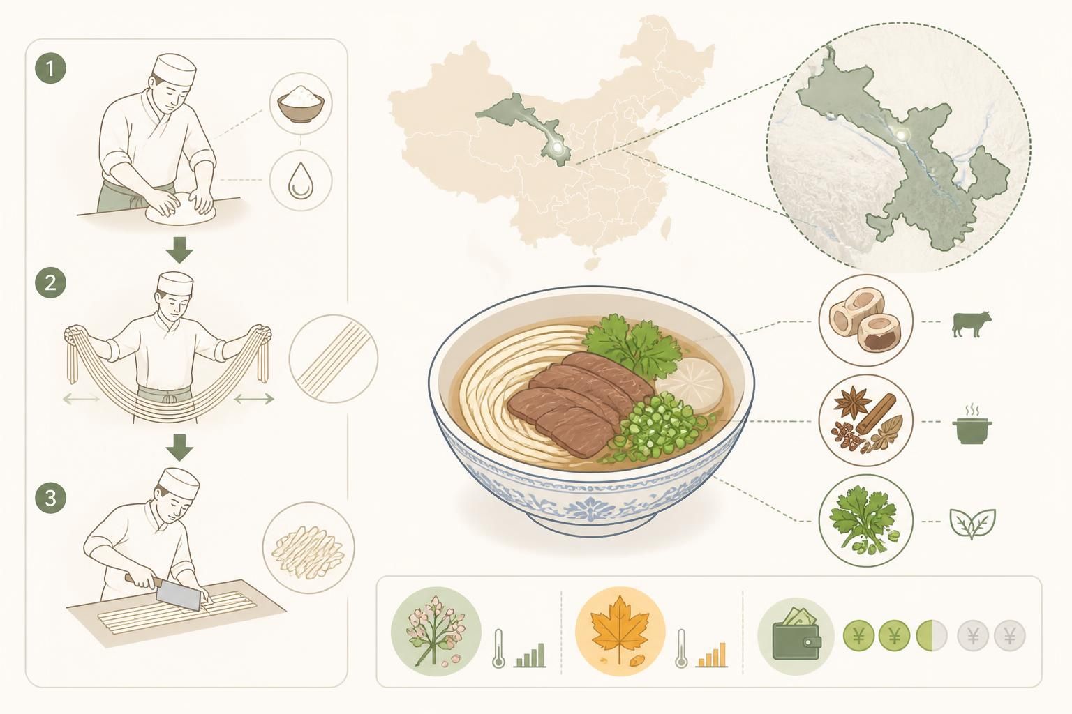 découvrez les noodles de lanzhou, des nouilles étirées à la main accompagnées d'un bouillon de bœuf parfumé, une spécialité culinaire riche en saveurs authentiques de la chine.