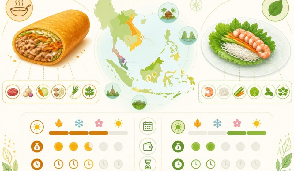 découvrez deux recettes de spring rolls maison : la version frite pour un croustillant irrésistible et la version fraîche en papier de riz, légères et savoureuses. parfaites pour toutes les occasions !