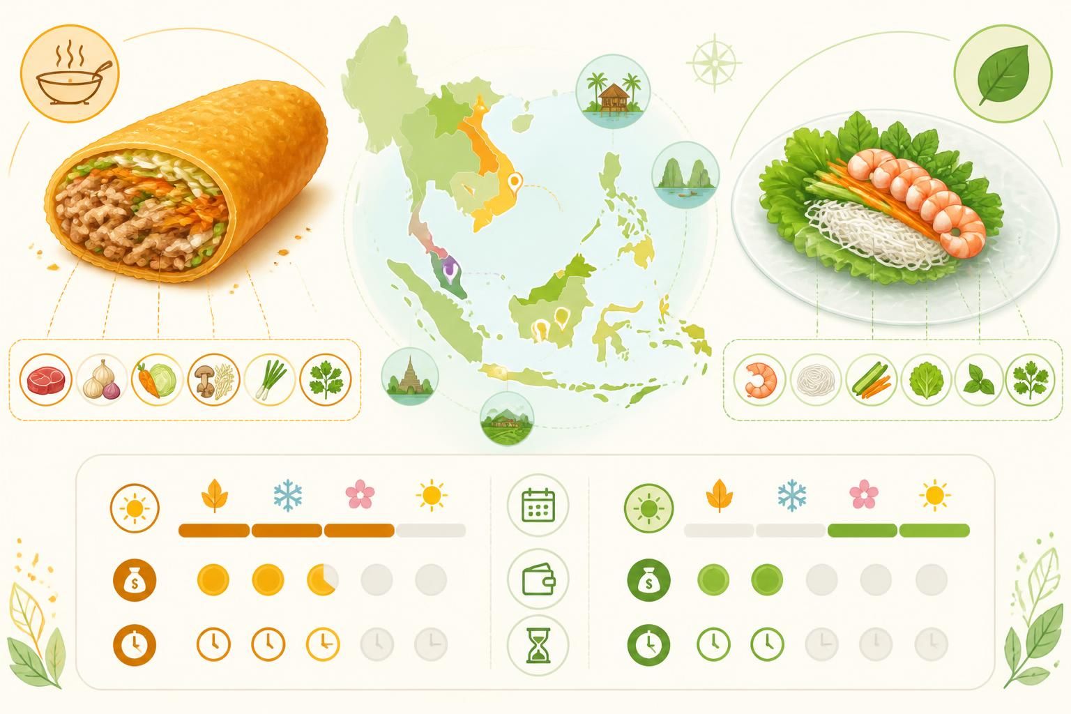 découvrez deux recettes de spring rolls maison : la version frite pour un croustillant irrésistible et la version fraîche en papier de riz, légères et savoureuses. parfaites pour toutes les occasions !